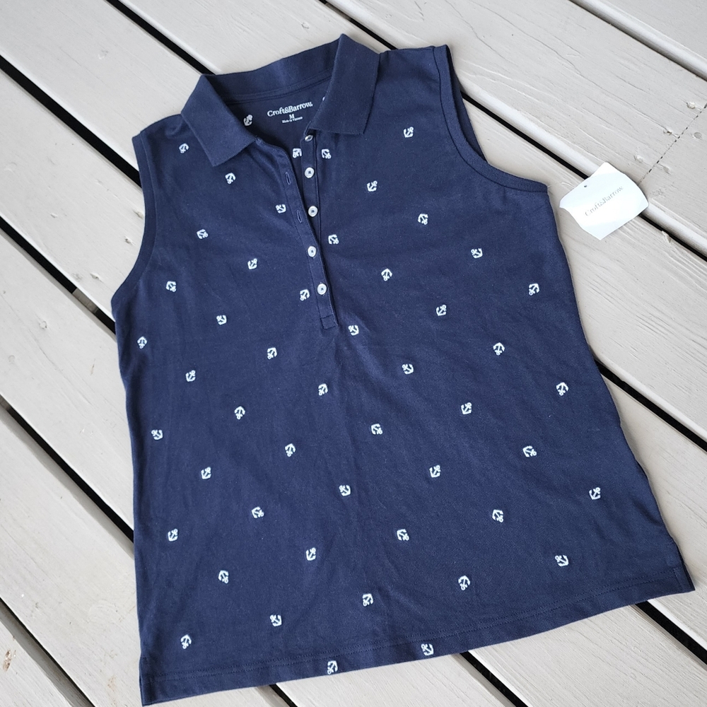 NWT Anchor sleeveless navy top